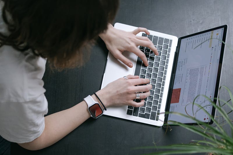 a woman checking her emails